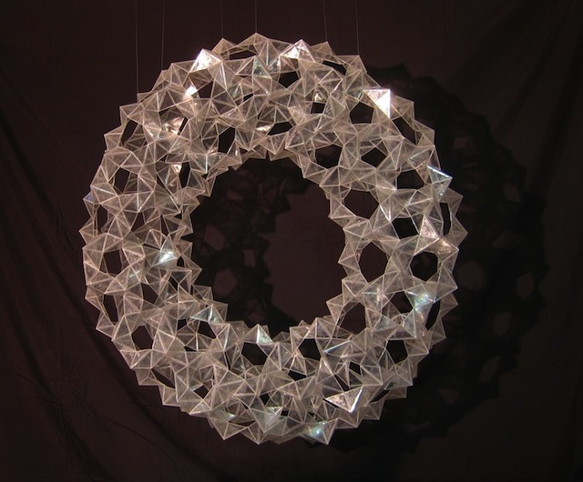 Triangulated Torus by Matthew Buckley, tape sculpture