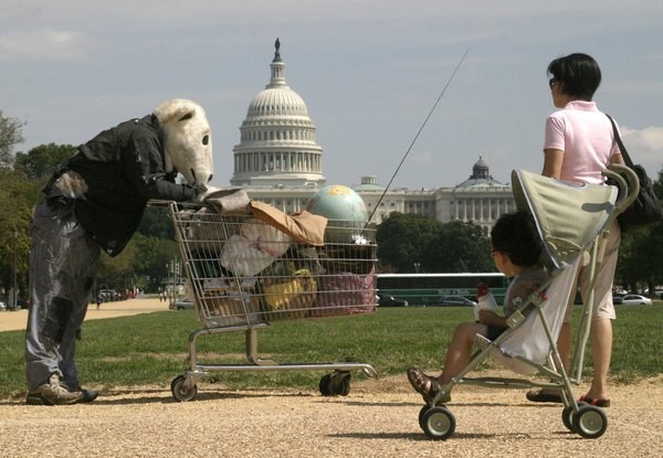 Polar bear figure on the National Mall