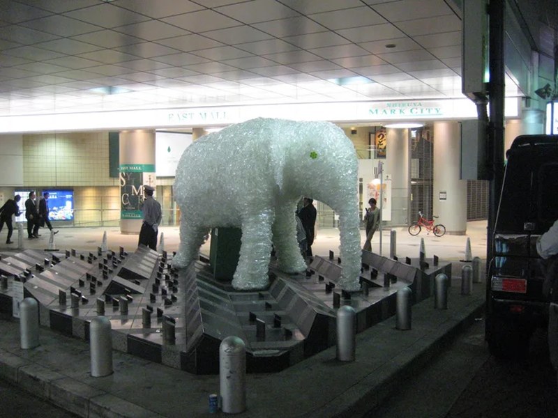 I LOHAS elephant at a building entrance in Tokyo