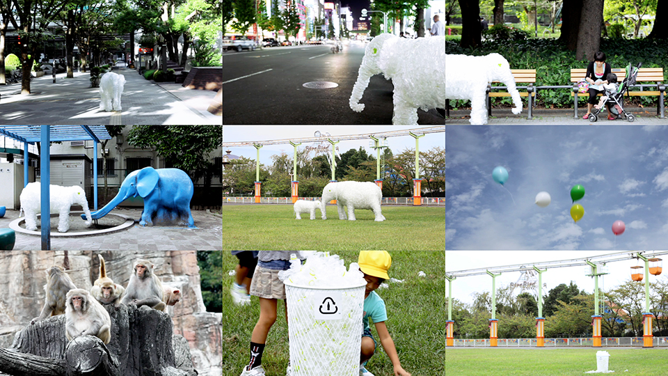 Stills from the I LOHAS short film with the elephant sculptures